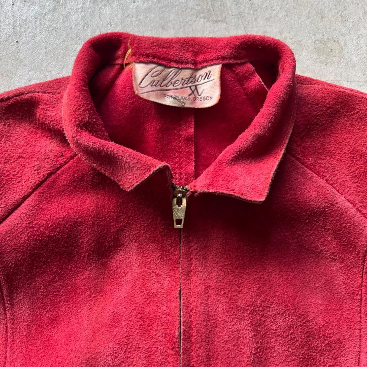 60s Red Suede Leather Jacket- S