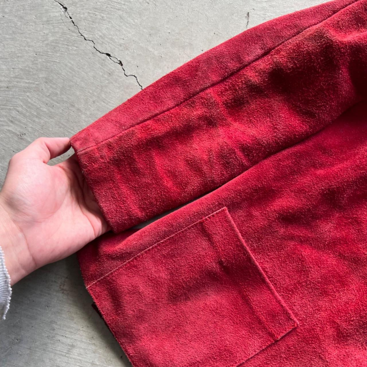60s Red Suede Leather Jacket- S