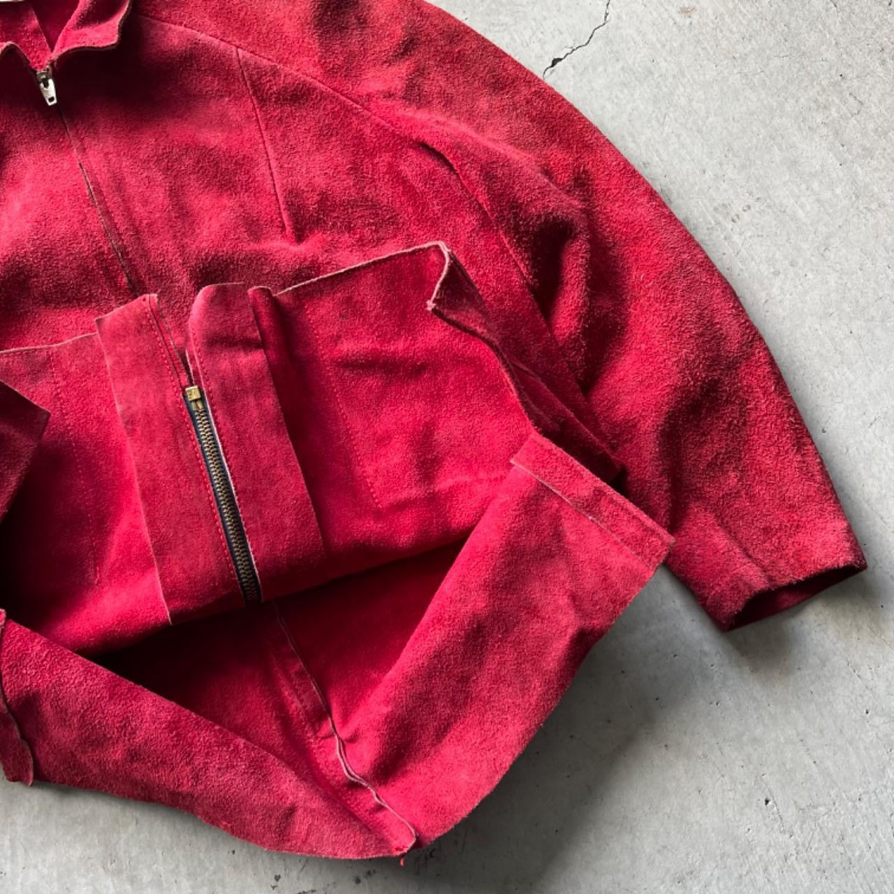 60s Red Suede Leather Jacket- S