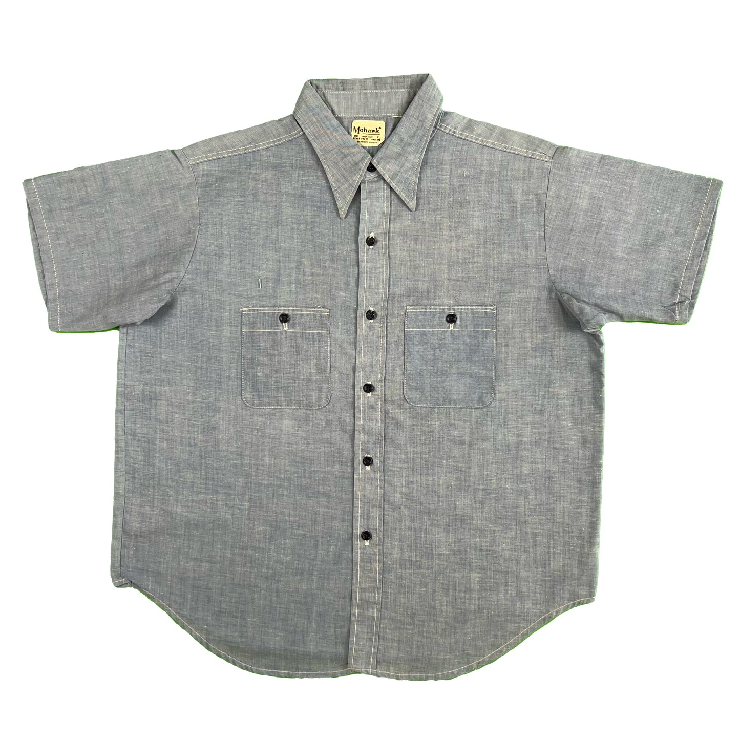 70s Painted Owl Chambray Shirt- XL