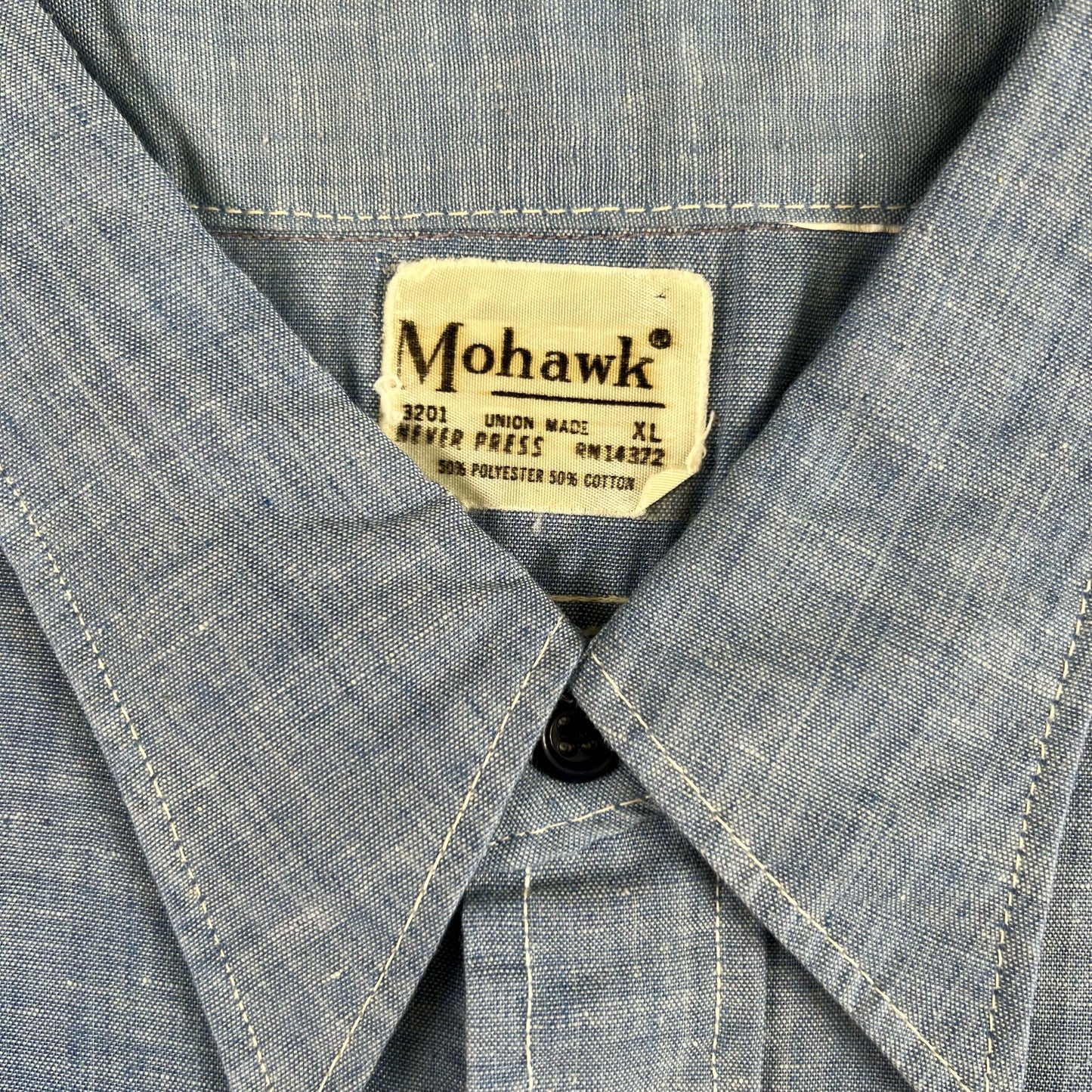 70s Painted Owl Chambray Shirt- XL
