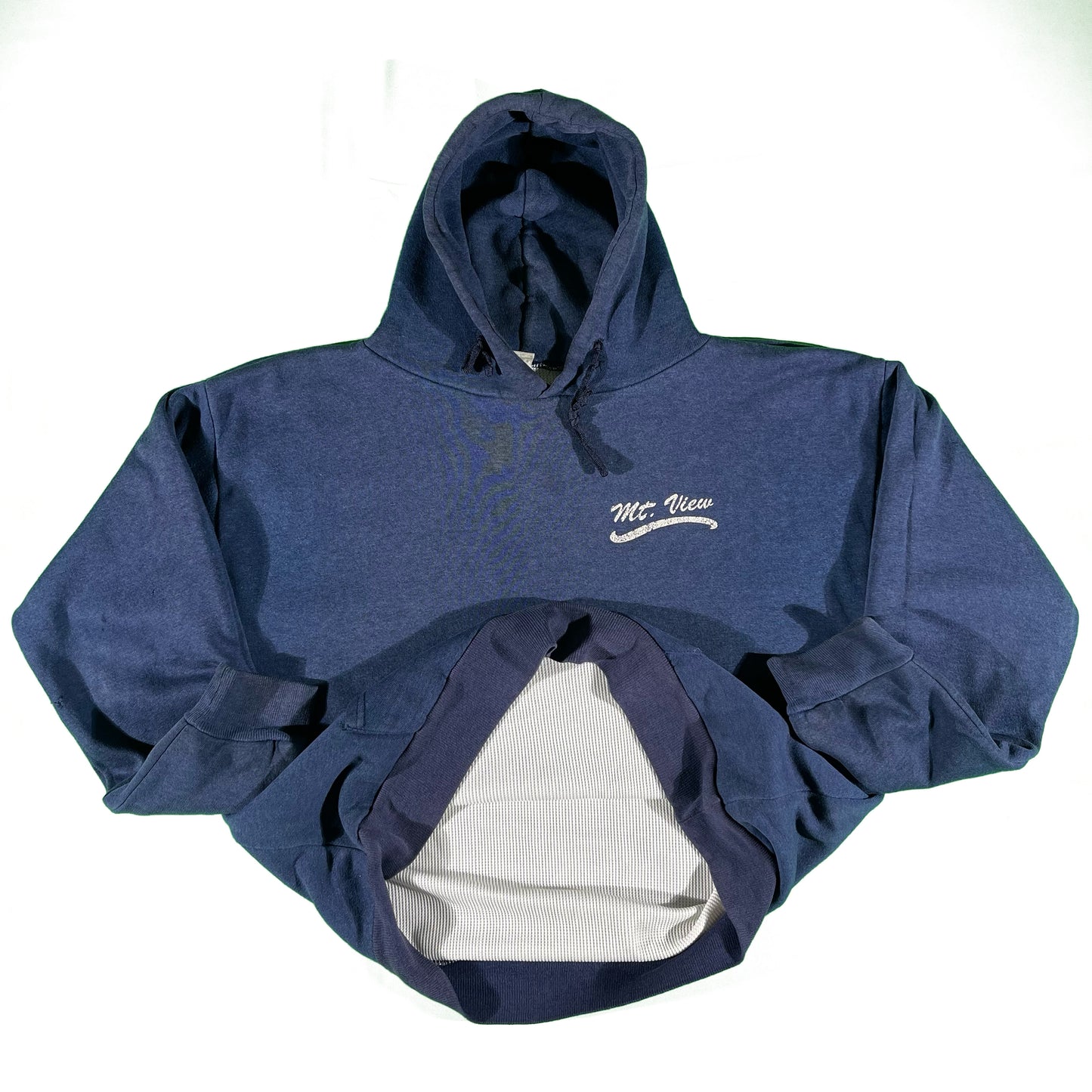 70s Sun Faded Boxy Waffle Lined Hoodie- L