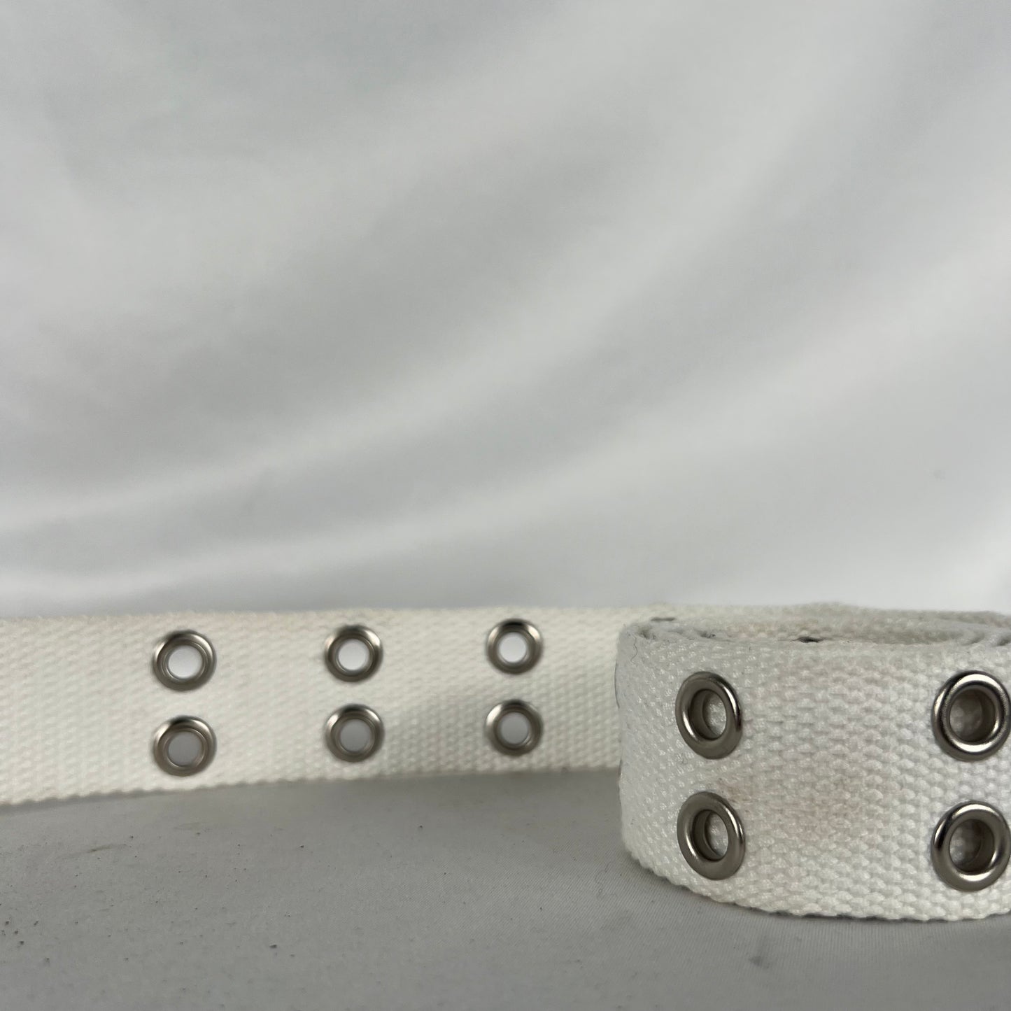 White 3 Piece Metal Grommet Belt