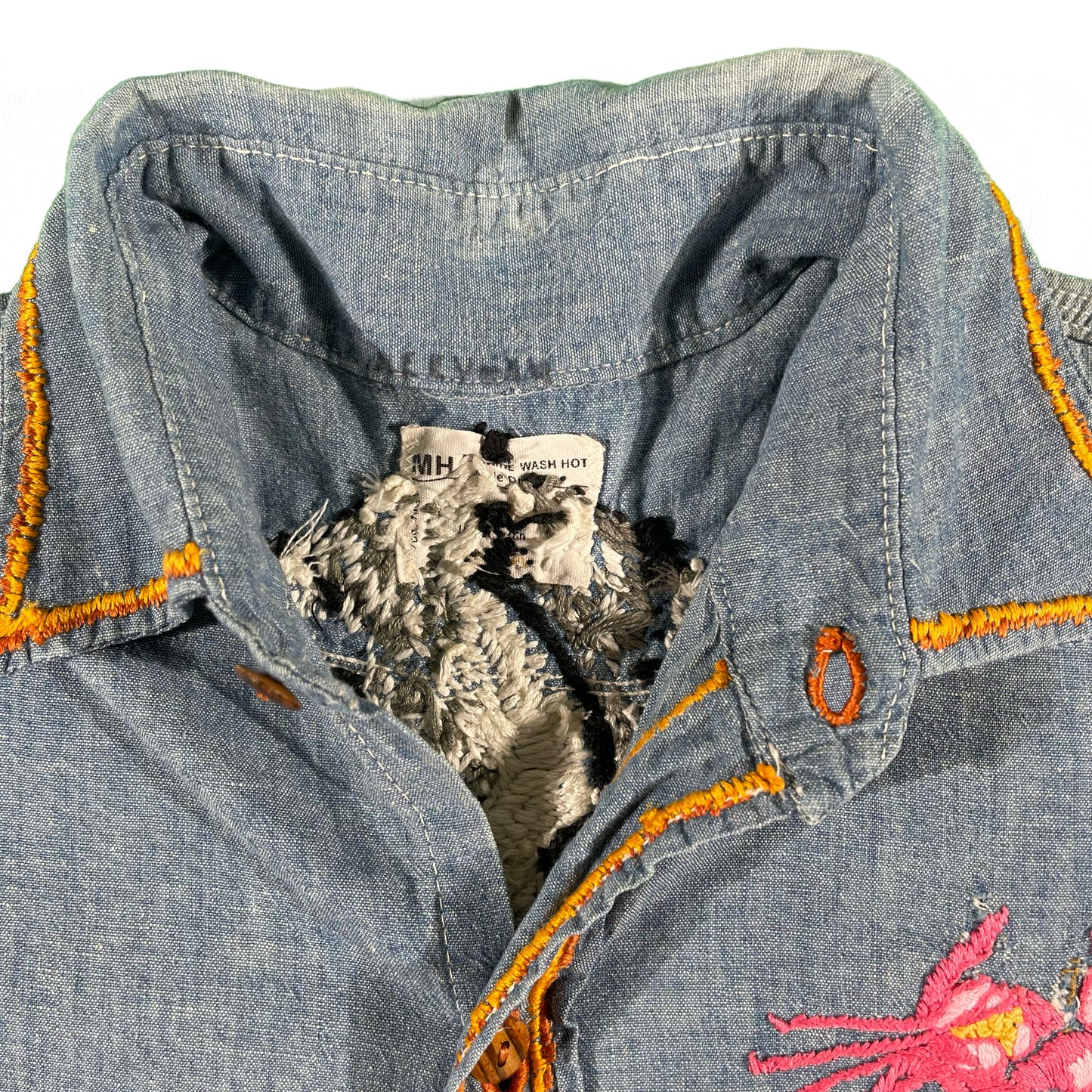 70s Montgomery Ward Faded Embroidered Chambray- M