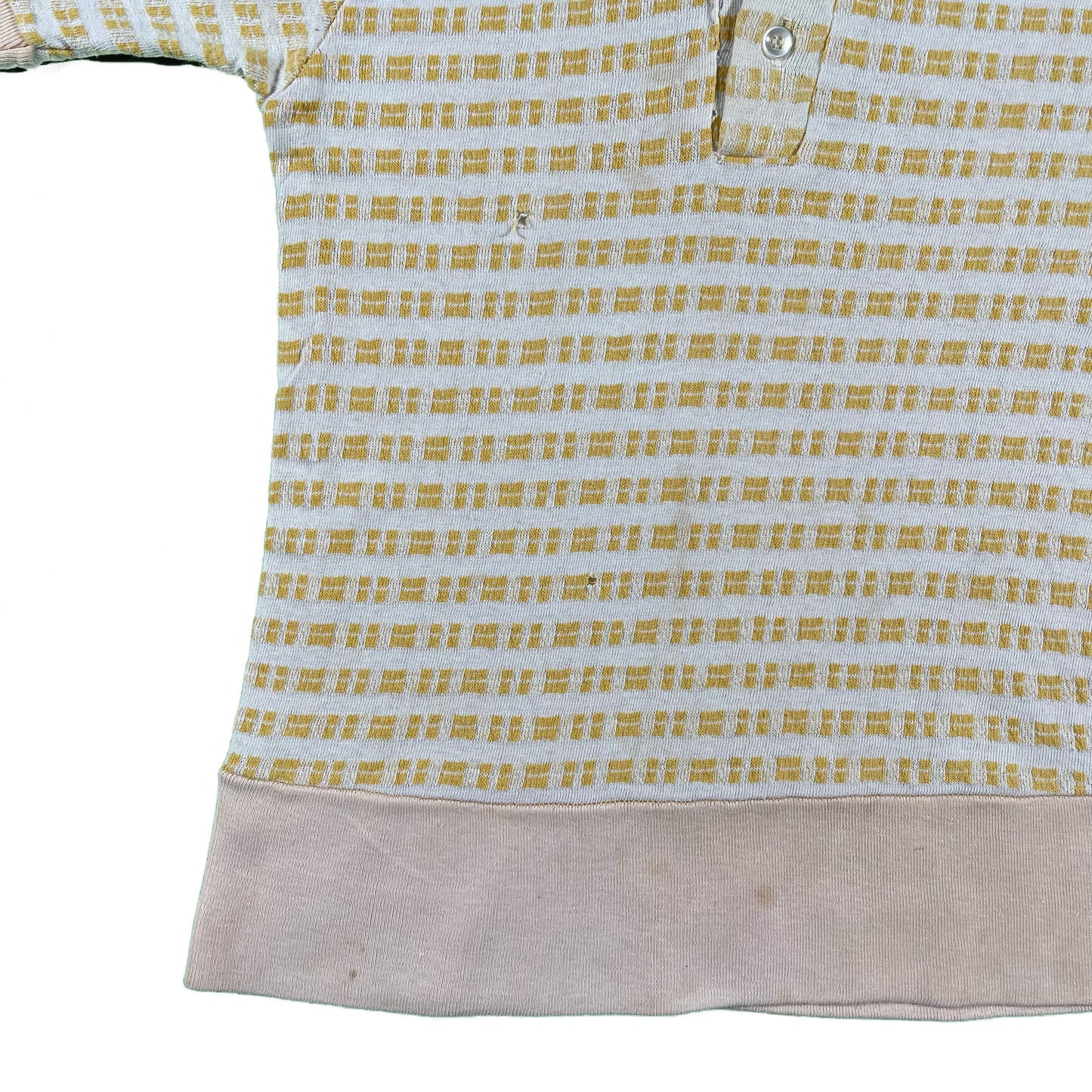 70s Textured Knit Polo Shirt- XS