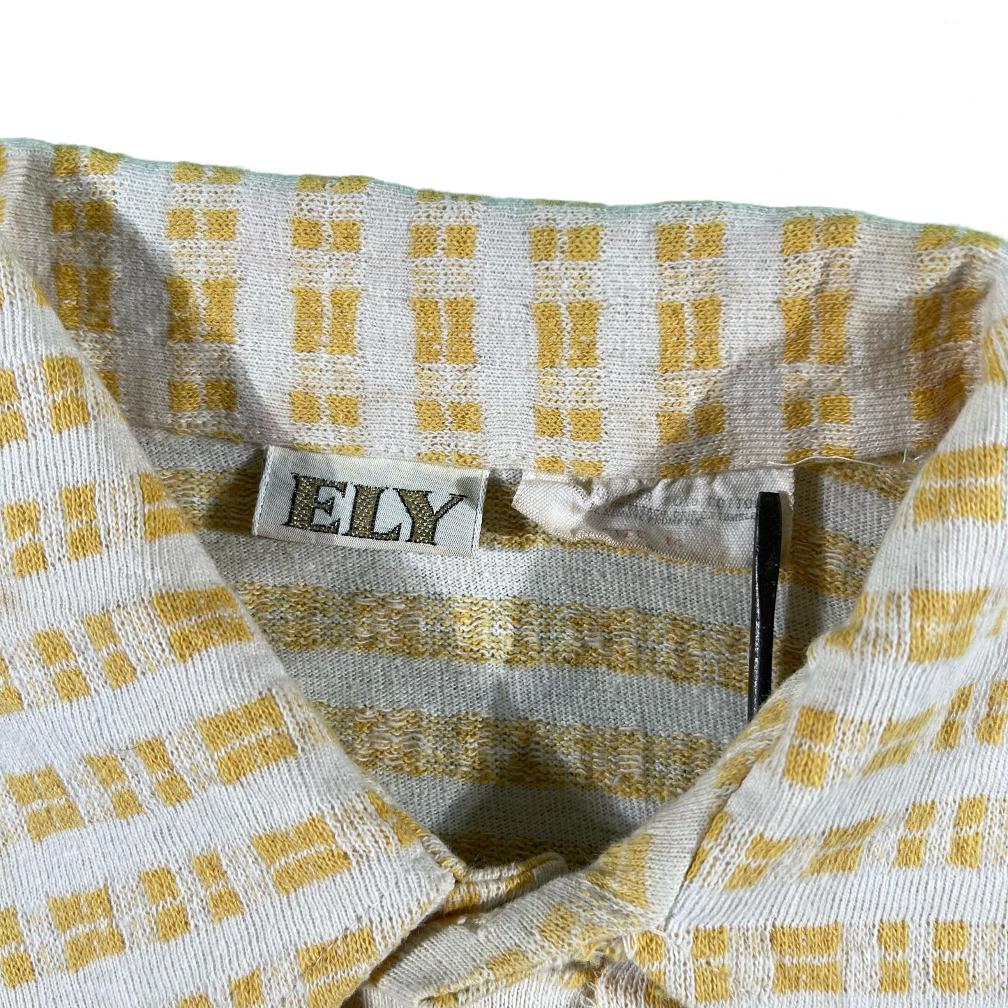 70s Textured Knit Polo Shirt- XS