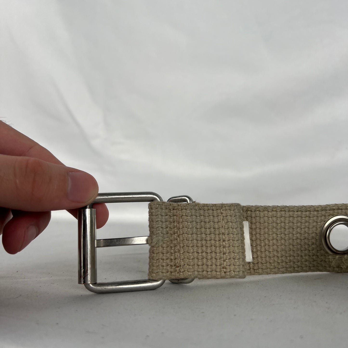 Beige Tan 3 Piece Metal Grommet Belt