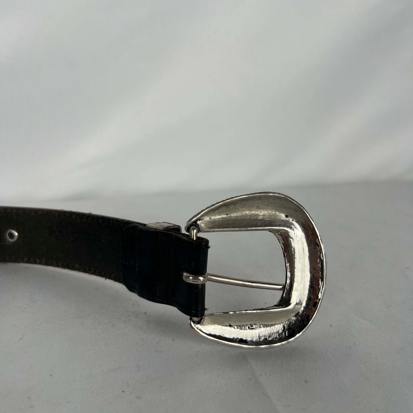 90s Native/Western Studded Black Leather Belt- 30"-34"