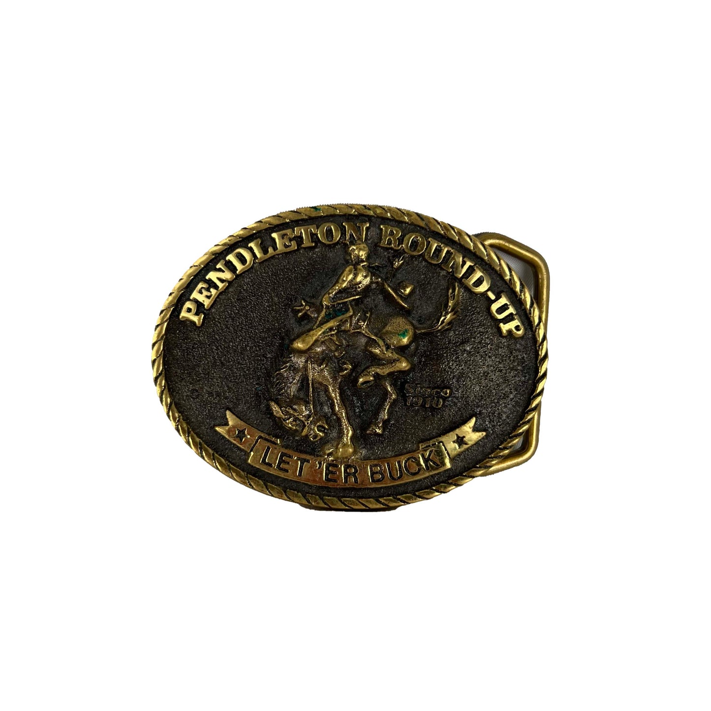 70s Pendleton Round Up Gold Belt Buckle