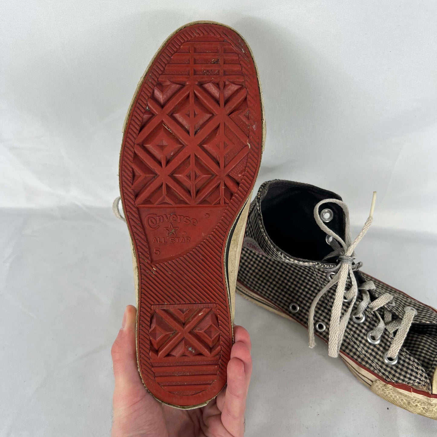 80s Plaid Made in USA High Top Converse- M's 5, W's 6.5