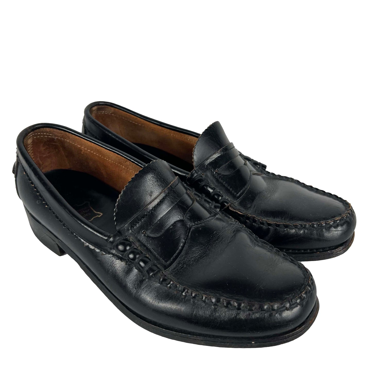 80s Black Leather Penney Loafers- M's 8, W's 9.5