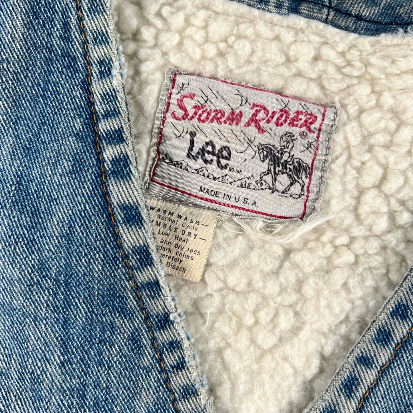 70s Lee Storm Rider Sherpa Lined Denim Vest- M
