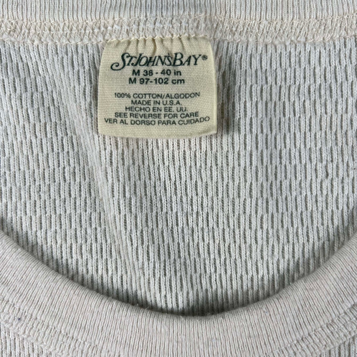 80s Short Sleeve Waffle Knit Thermal Shirt- M