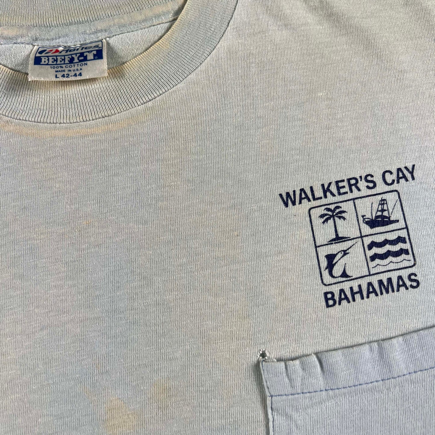 80s Dive Capital of the Bahamas Pocket Tee- L