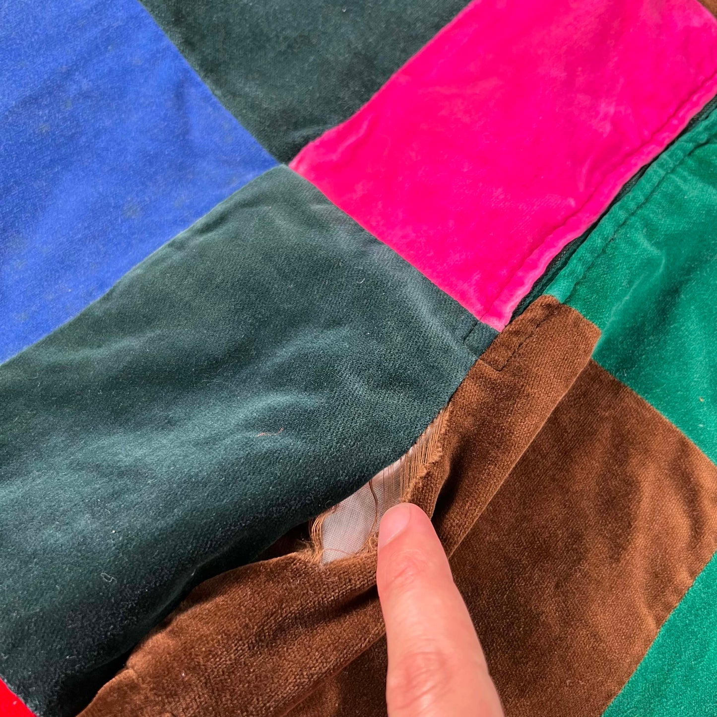 70s Patchwork Velour Flares- 26x28