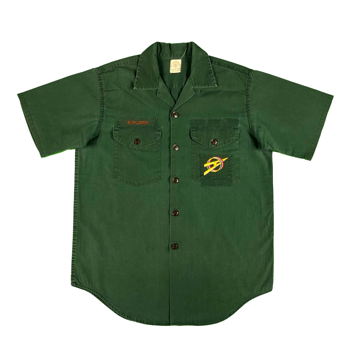 50s Boy Scouts Explorer Forest Green Loop Collar Shirt- M