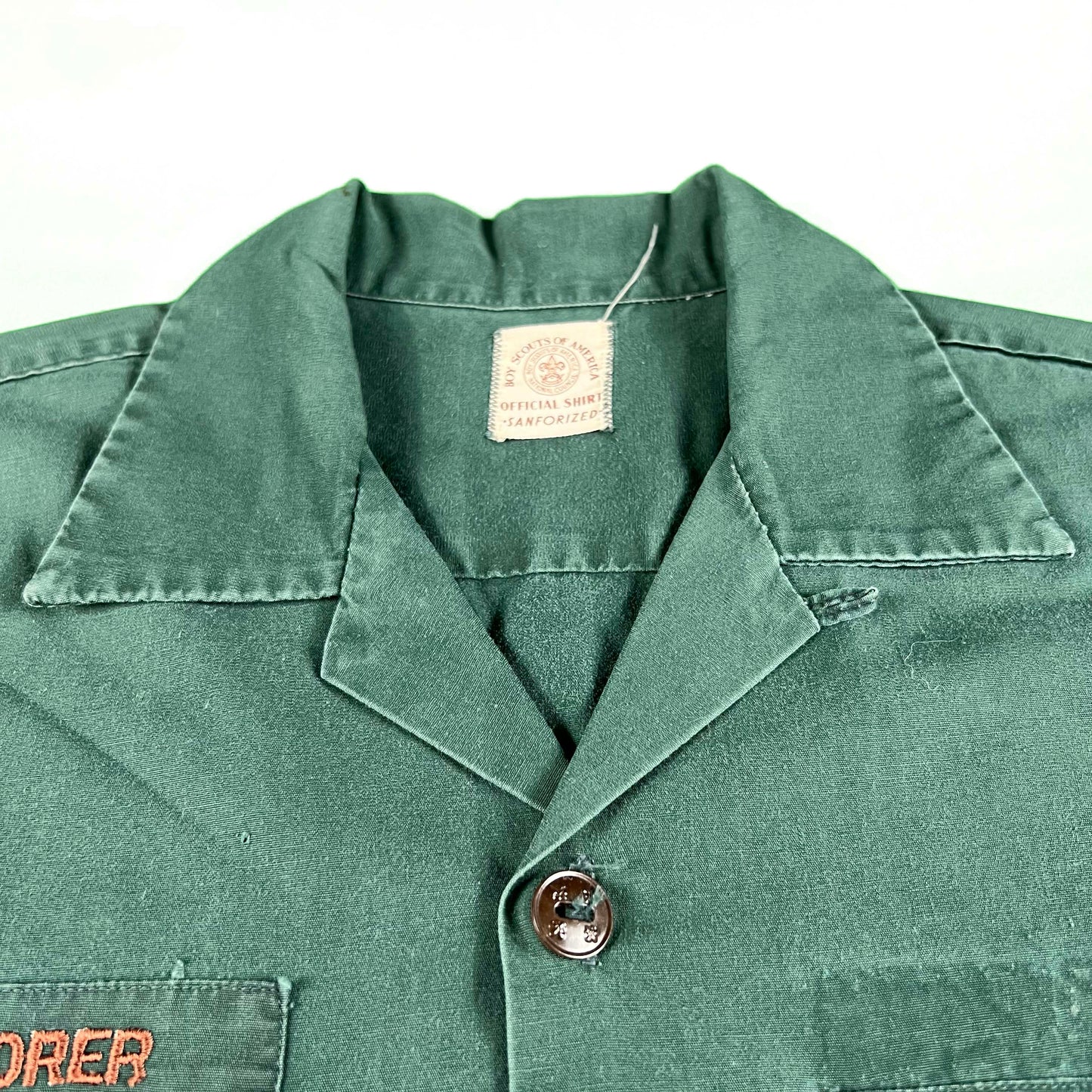 50s Boy Scouts Explorer Forest Green Loop Collar Shirt- M