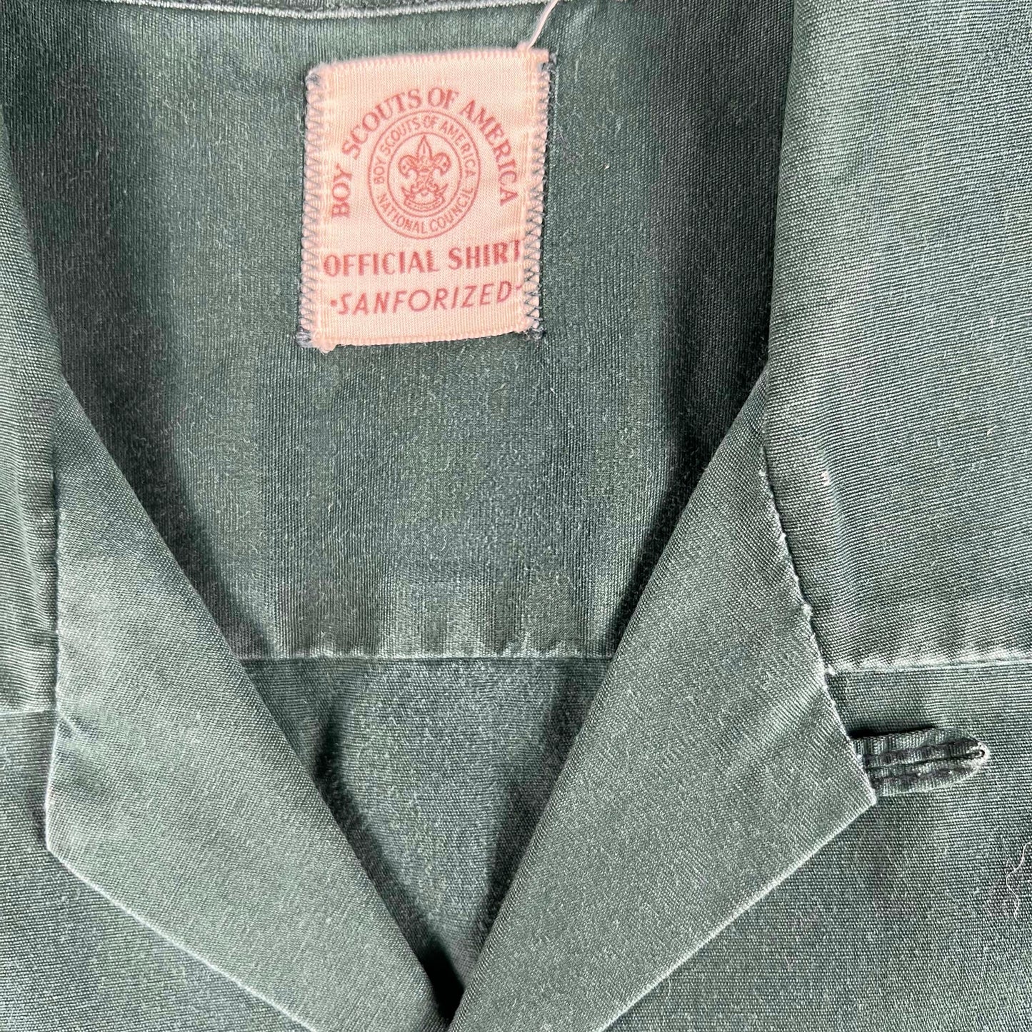 50s Boy Scouts Explorer Forest Green Loop Collar Shirt- M