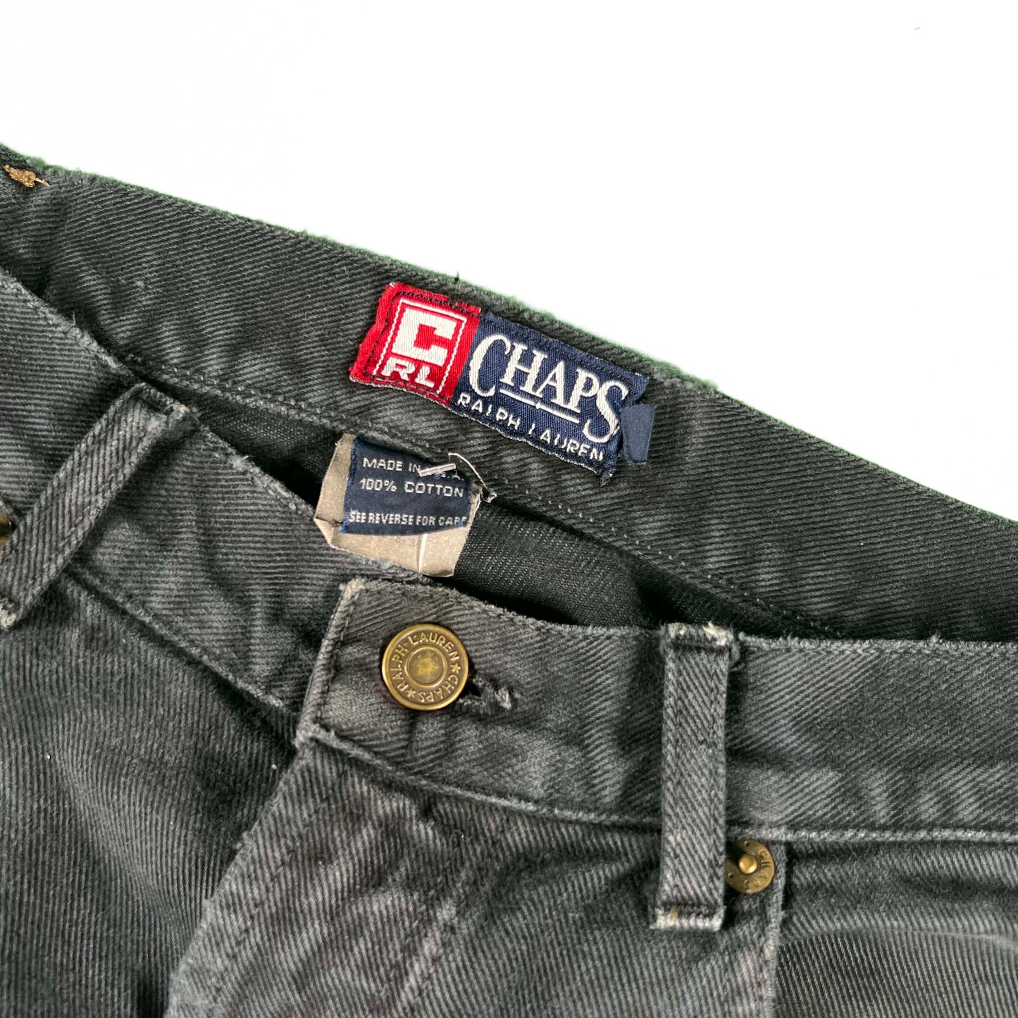 90s Chaps Ralph Lauren Sun Faded Black Denim-32x29