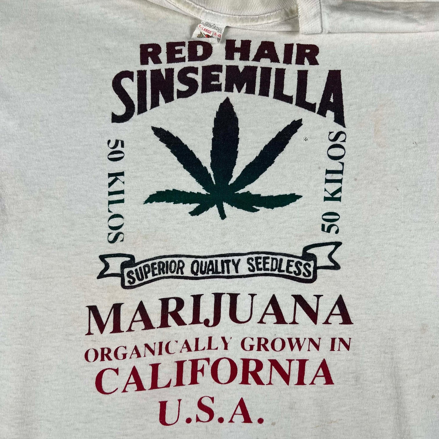 80s Organically Grown California Weed Tee- L