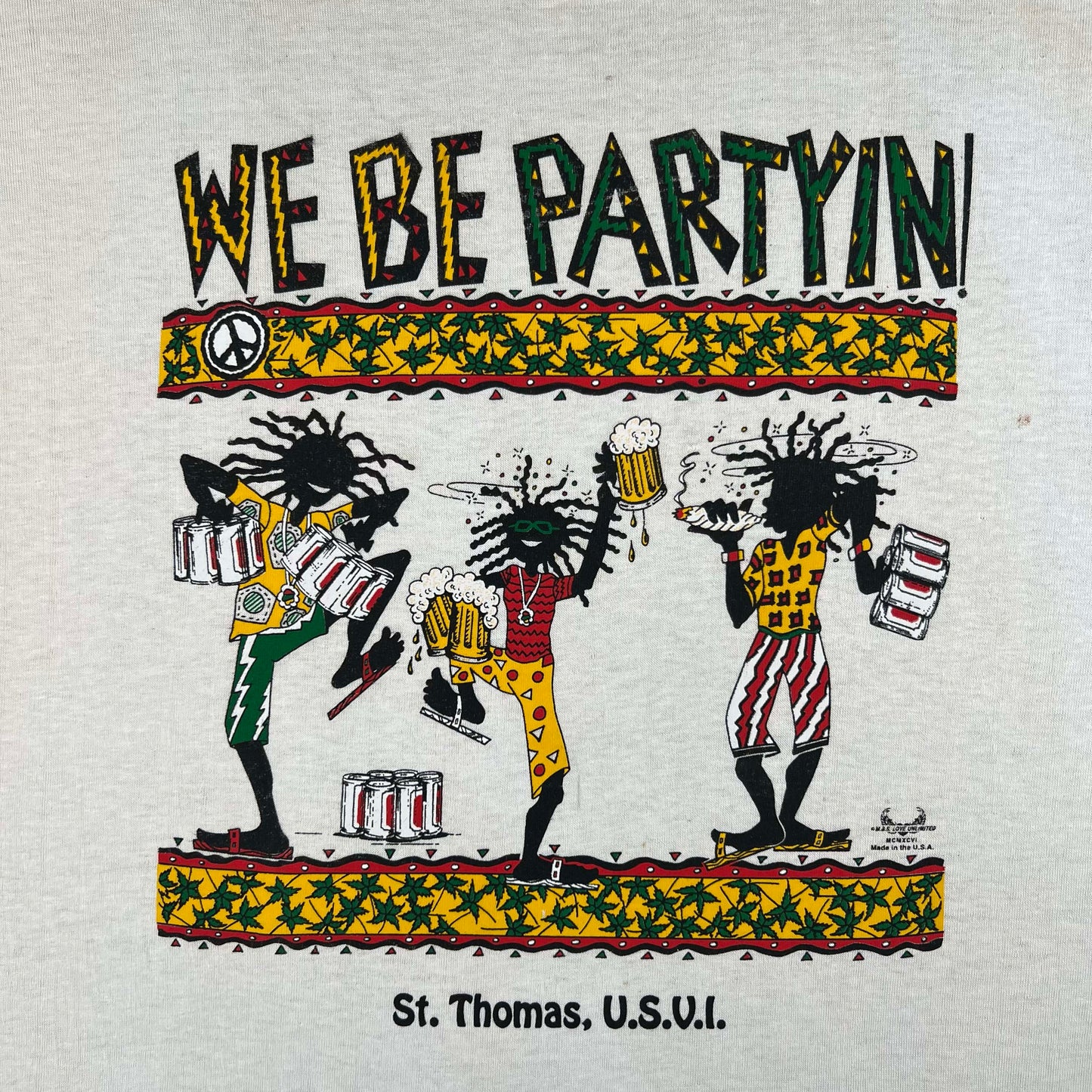 90s We Be Partyin! Beer & Weed Tee- XL