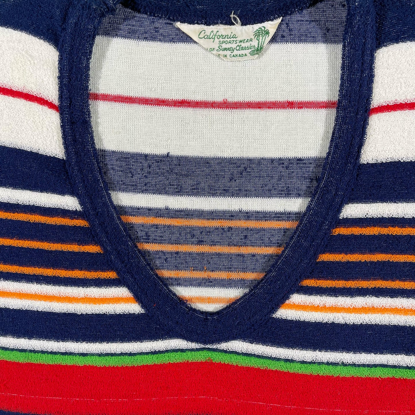 70s Striped California Sportswear Terry Cloth Tee- XS