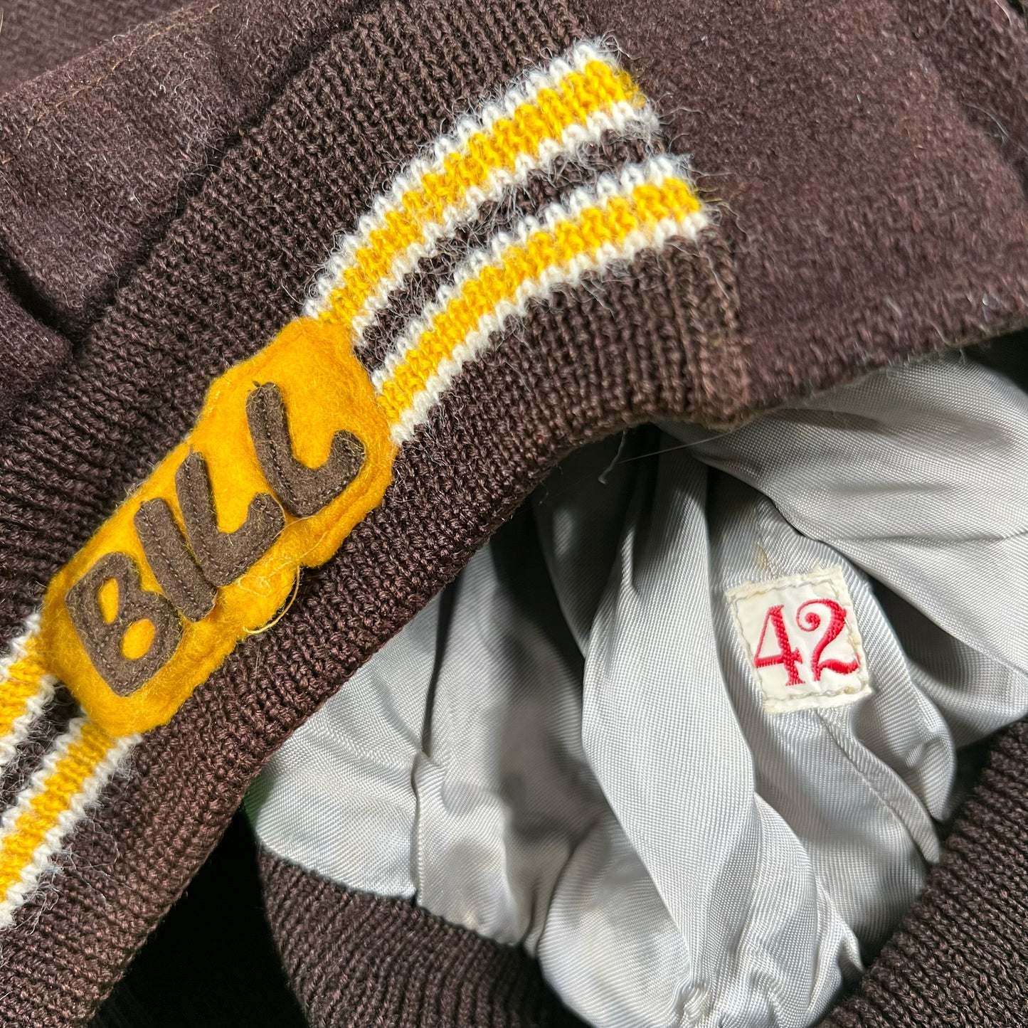 60s Boxy Zip Up Hooded Varsity Jacket- M