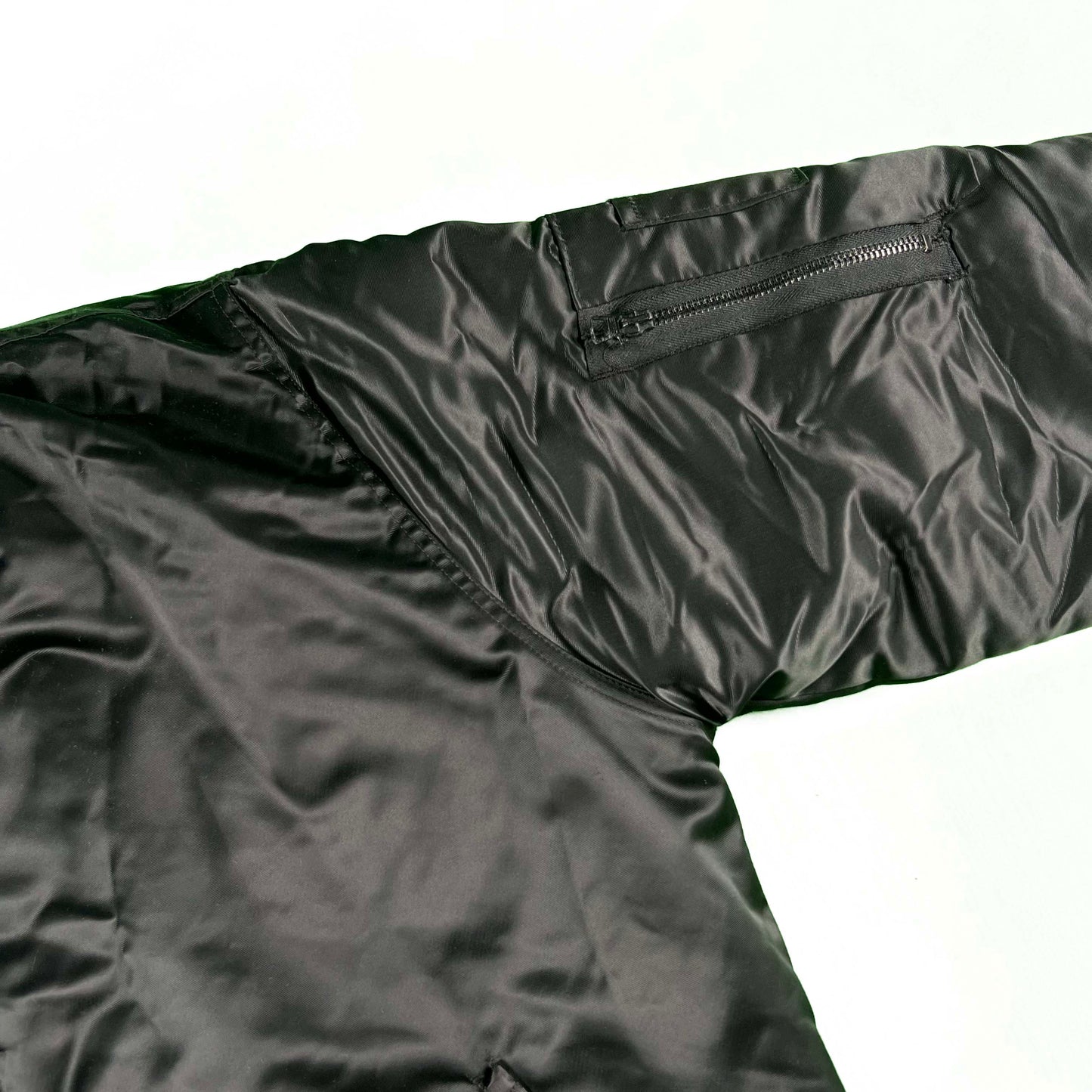 80s Black MA-1 Style Bomber Jacket- Oversized M