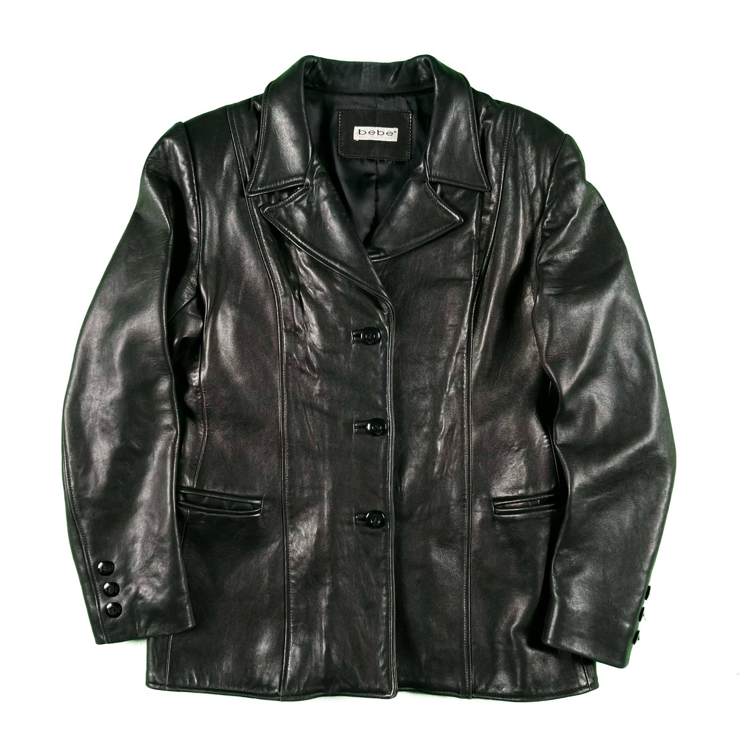 00s bebe Soft Black Leather Jacket- S
