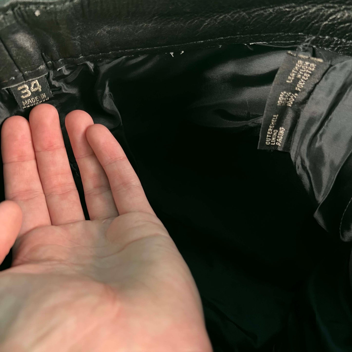 90s Black Leather Pants- 32x27