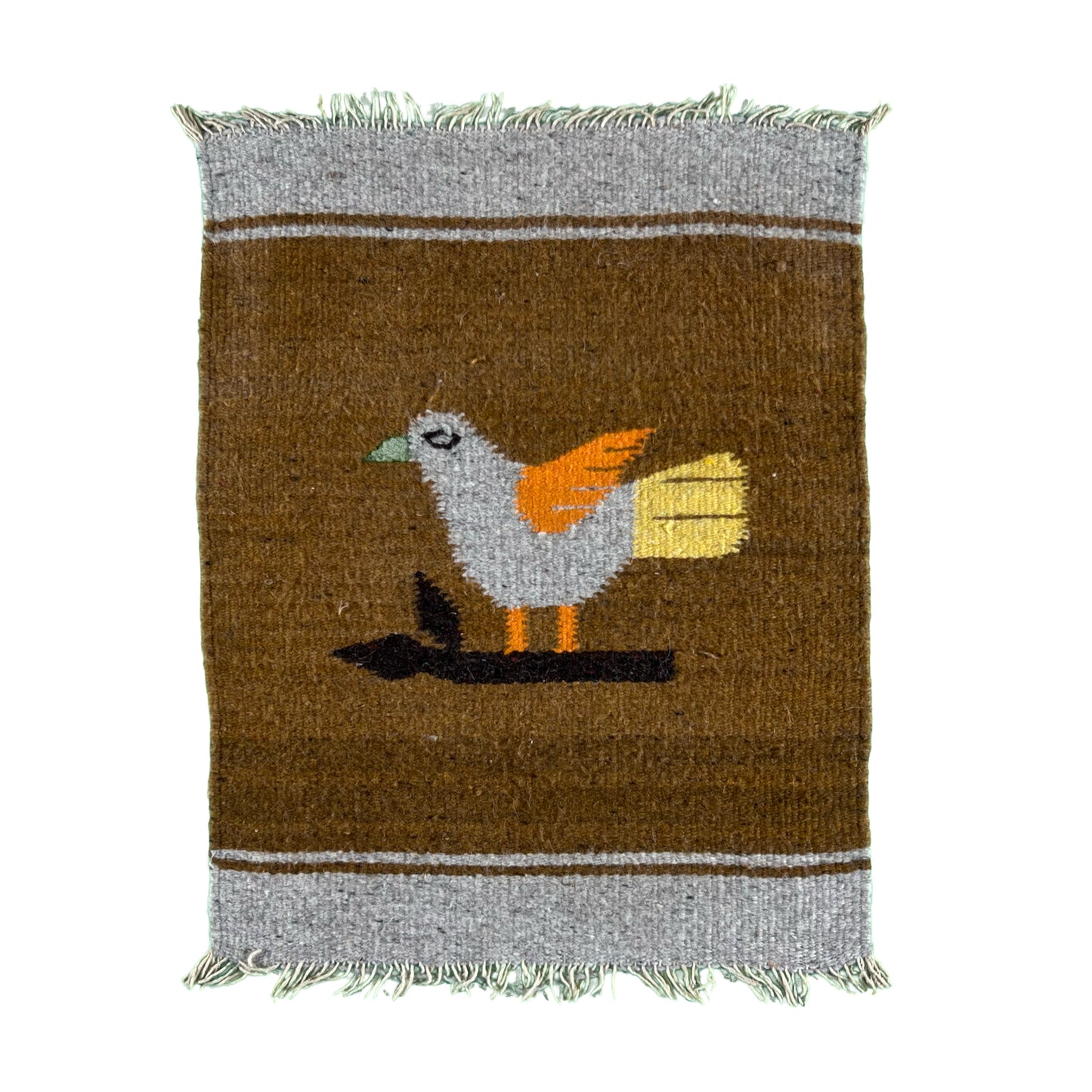 Vintage Small Aztec Wool Bird Rug
