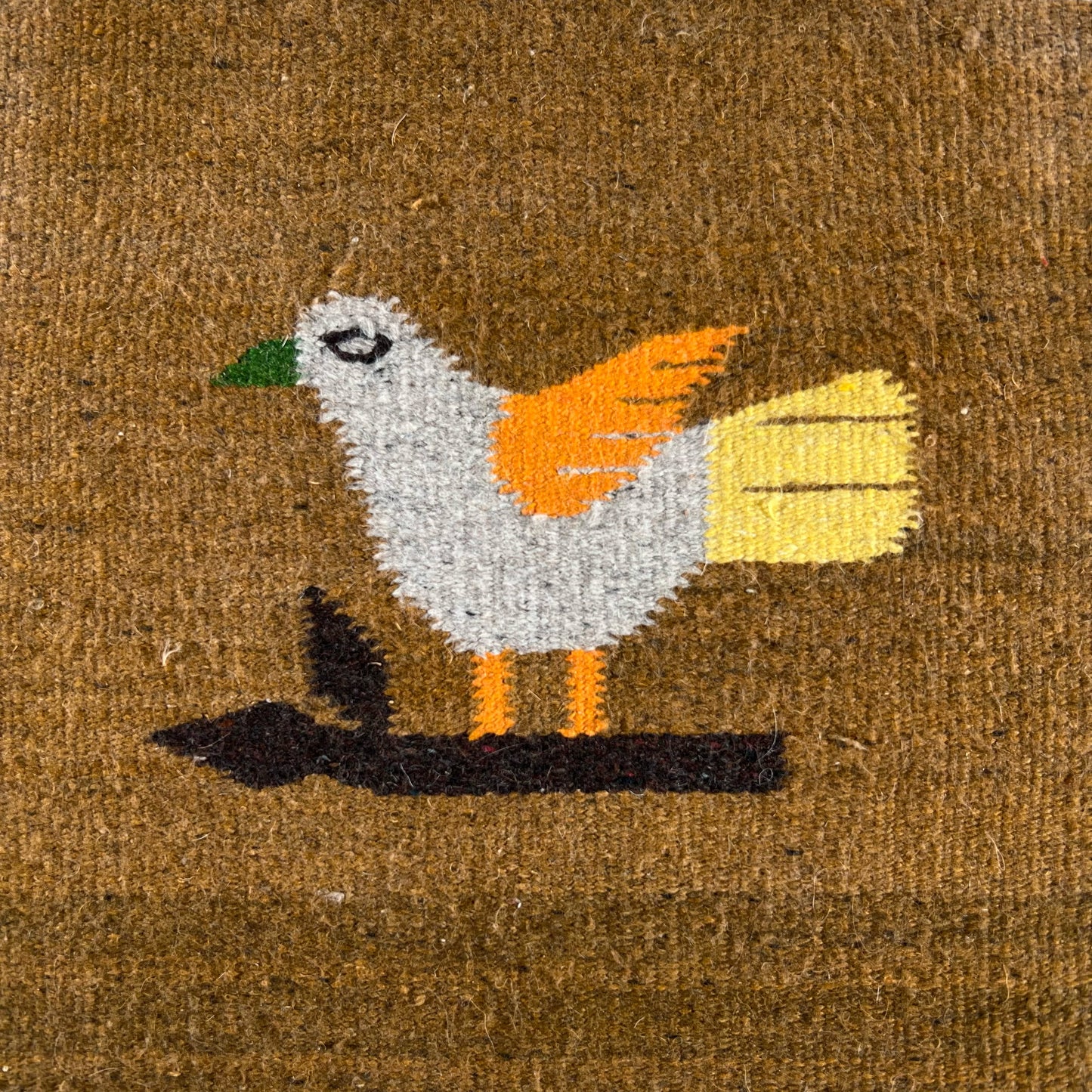 Vintage Small Aztec Wool Bird Rug