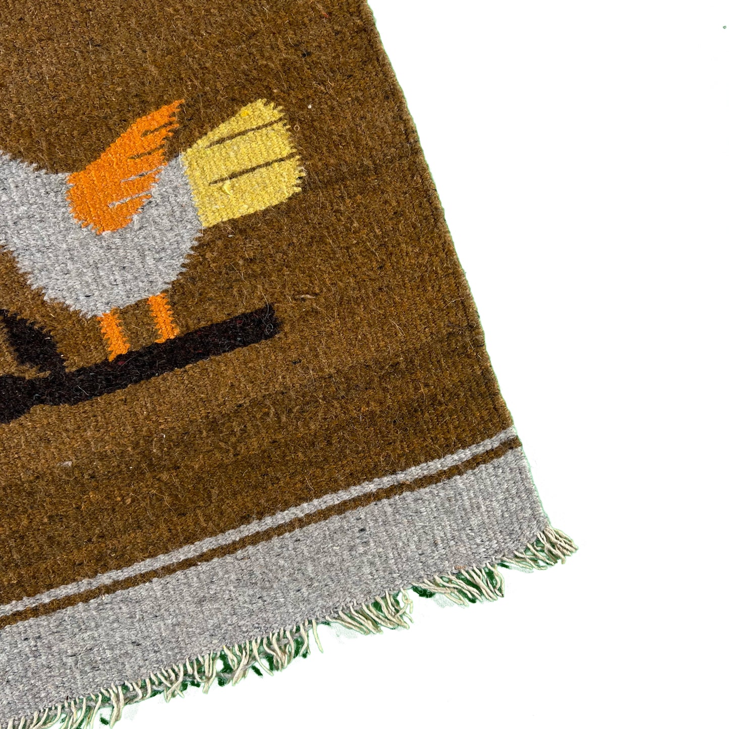 Vintage Small Aztec Wool Bird Rug