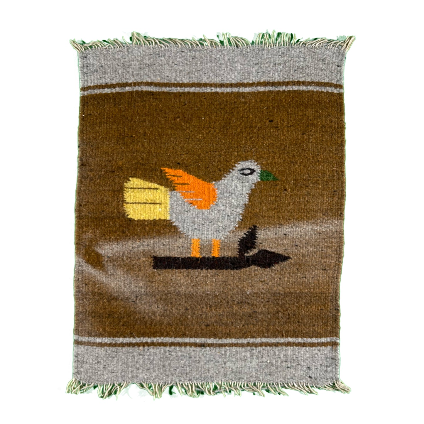 Vintage Small Aztec Wool Bird Rug