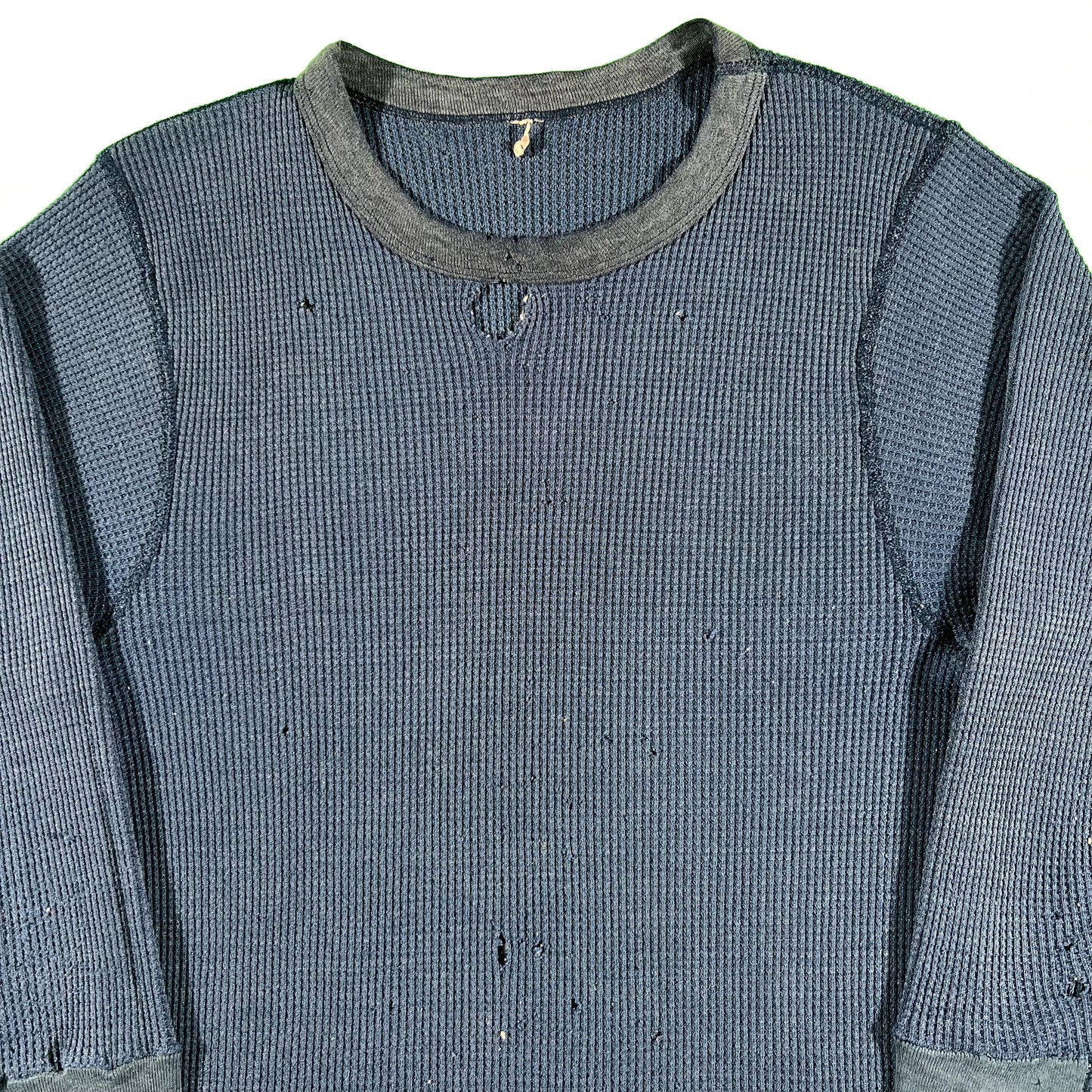 70s Sun Faded & Thrashed Waffle Knit Thermal- M