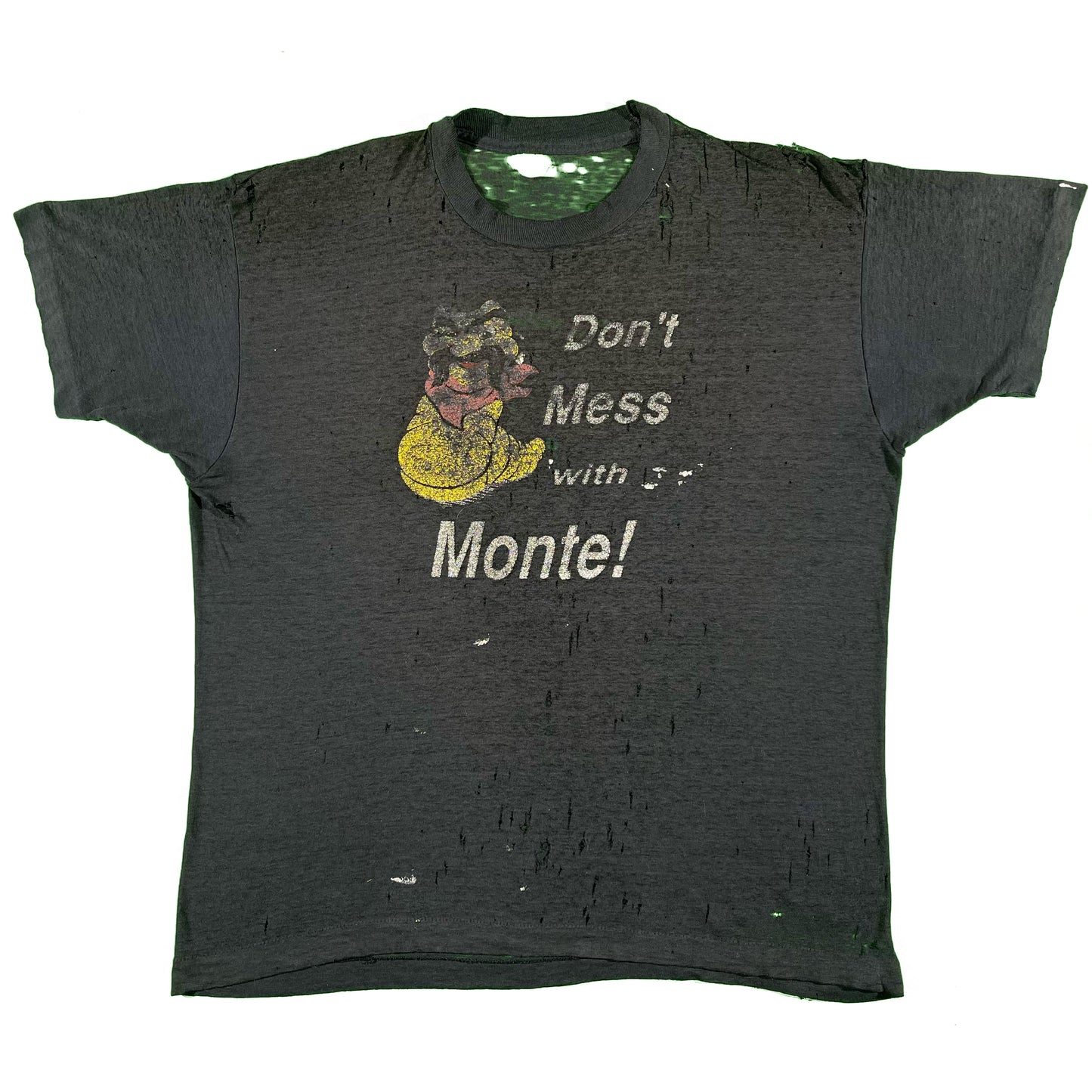 80s Black Thrashed Paper Thin Tequila Tee- L