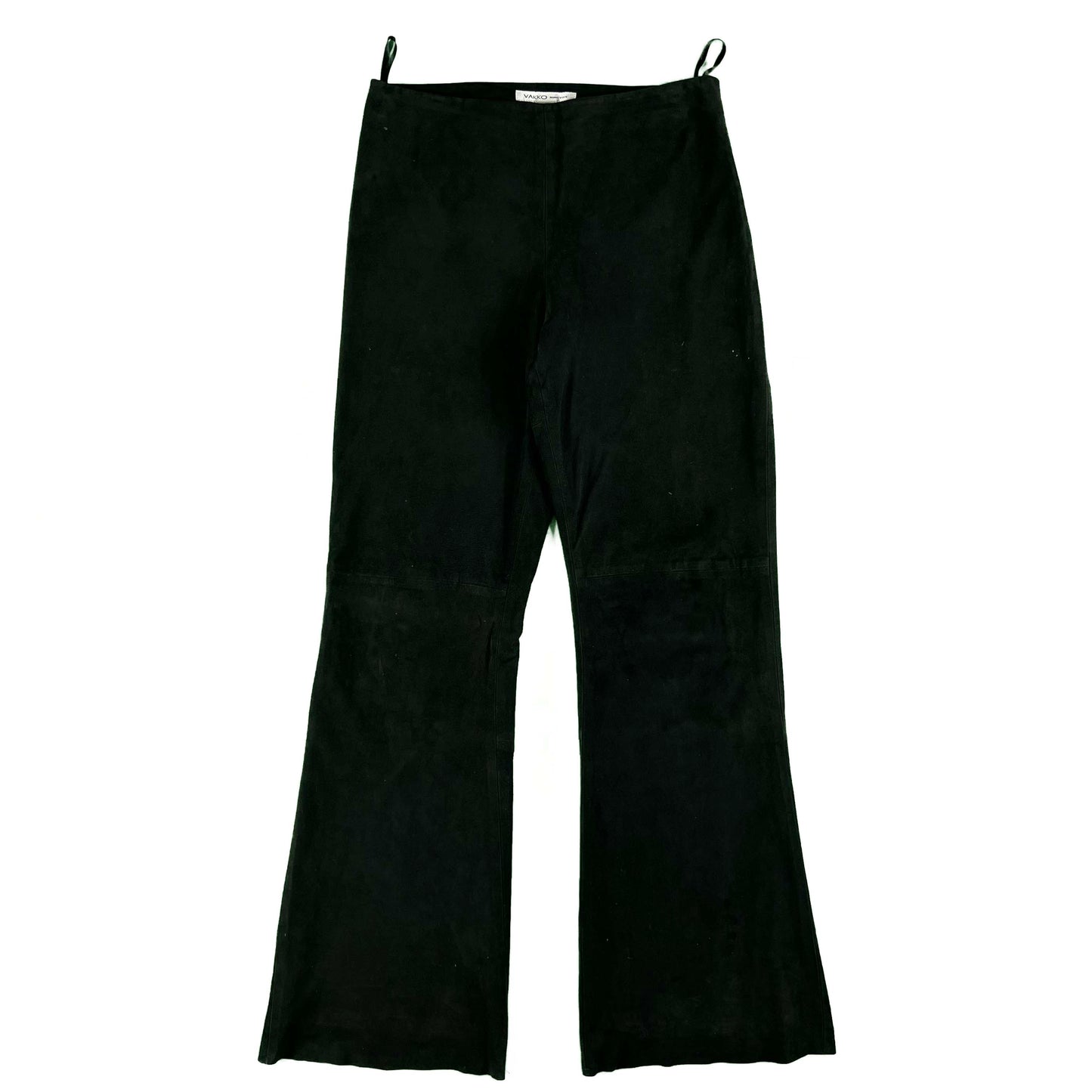90s Black Goat Suede Leather Flared Pants- 30x32