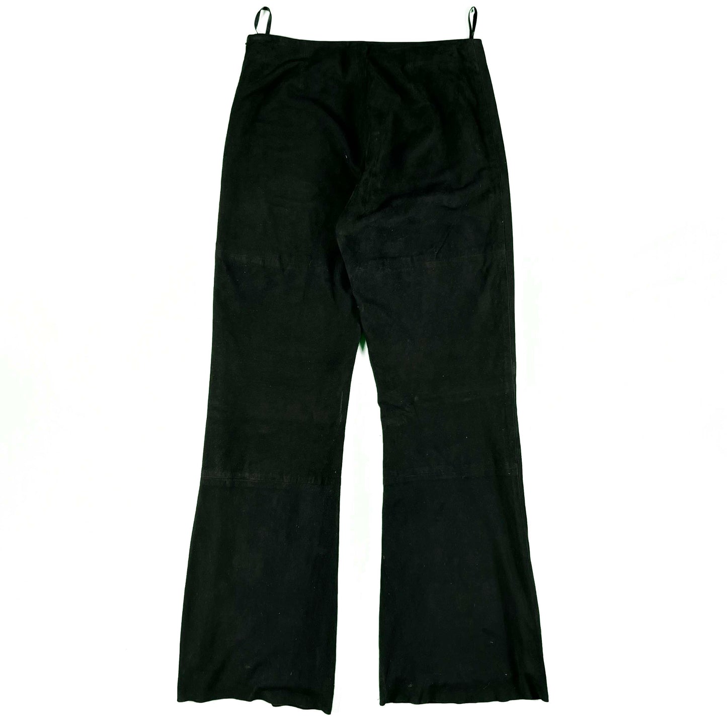 90s Black Goat Suede Leather Flared Pants- 30x32