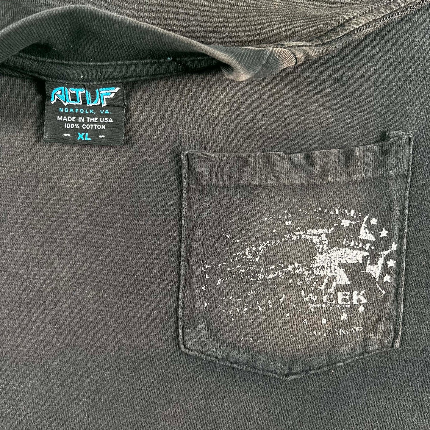 90s Faded Black America's Finest Biker Week Pocket Tee- XL