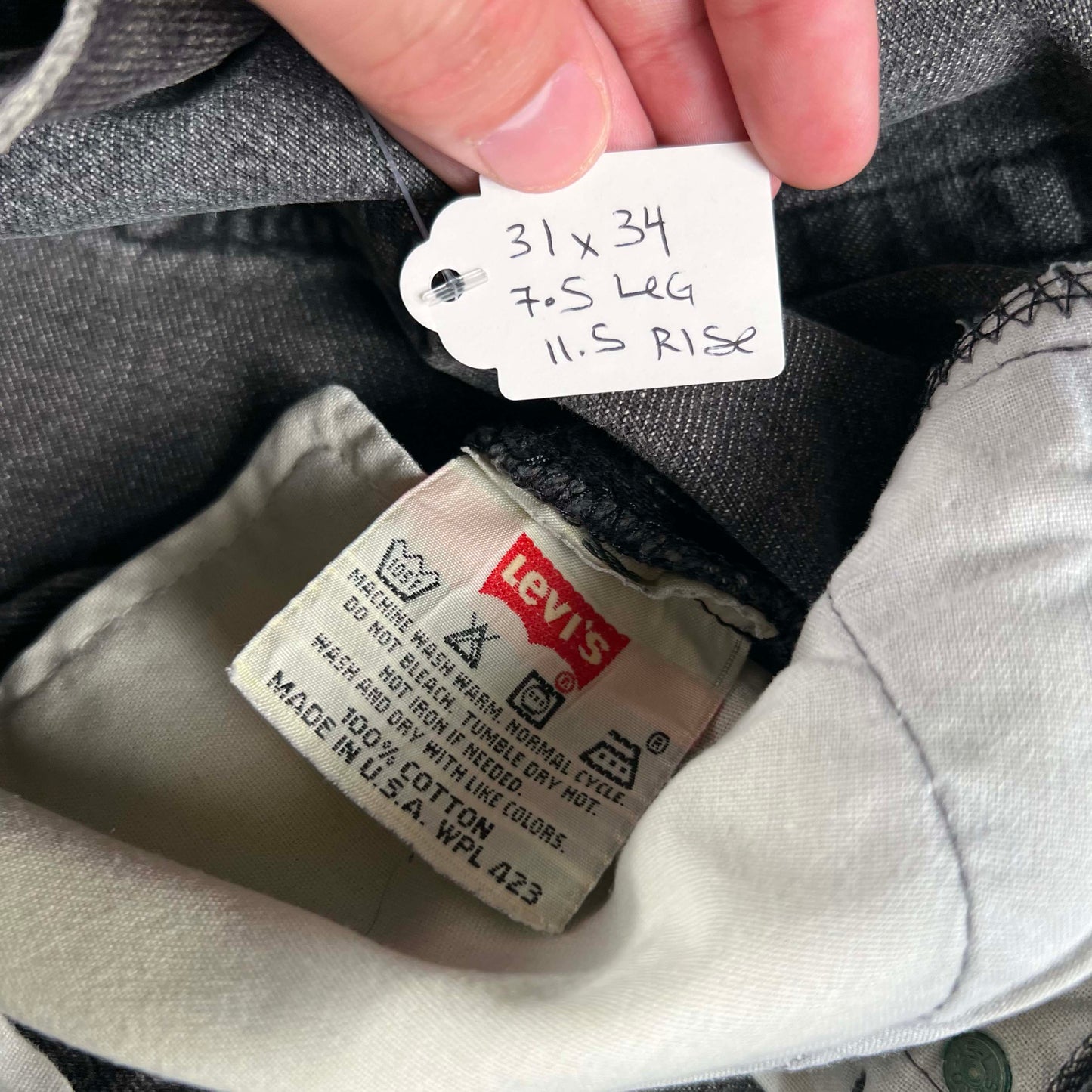 90s Sun Faded Black Levi's 501 Denim- 31x34
