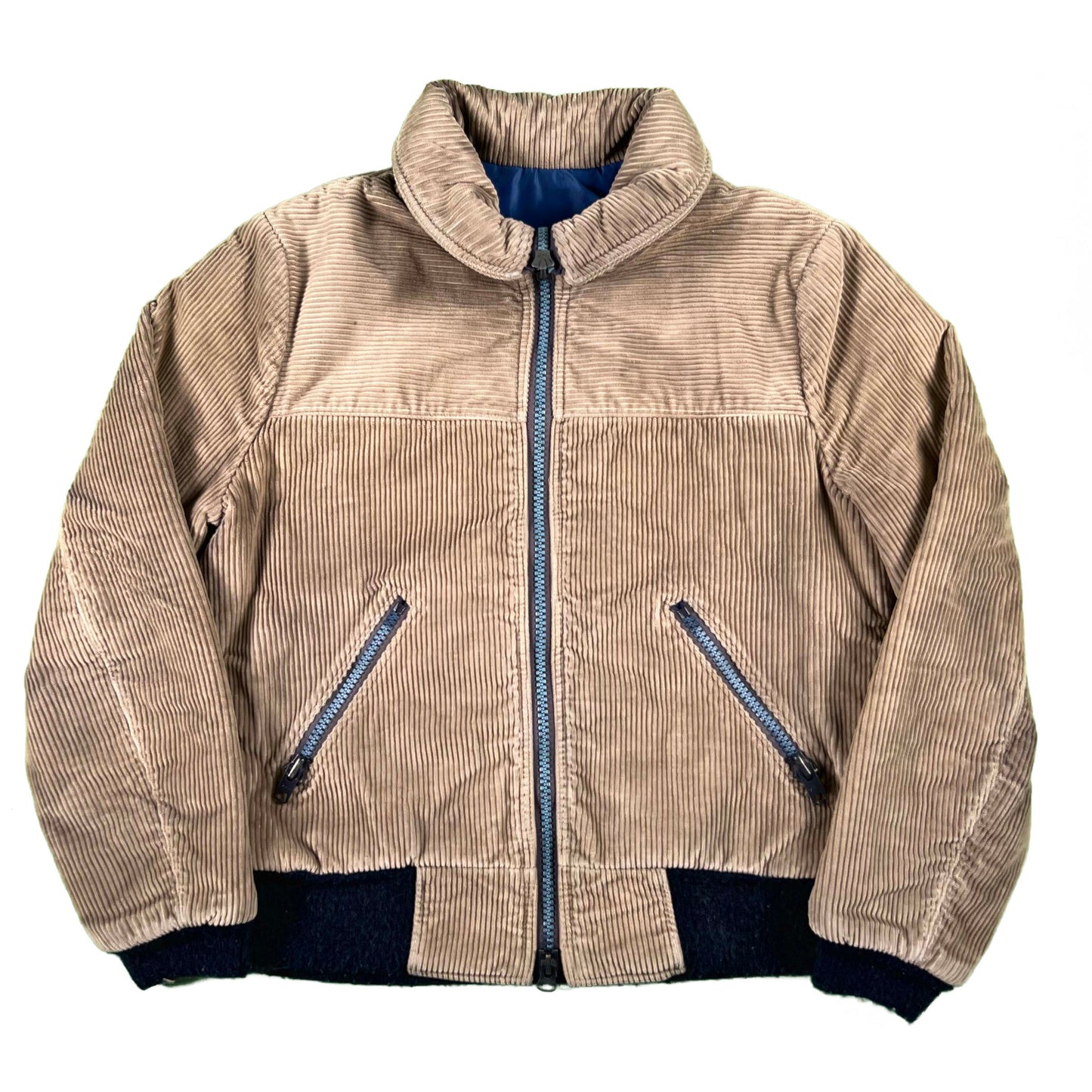 80s Sun Faded Grey Corduroy Bomber Jacket- M