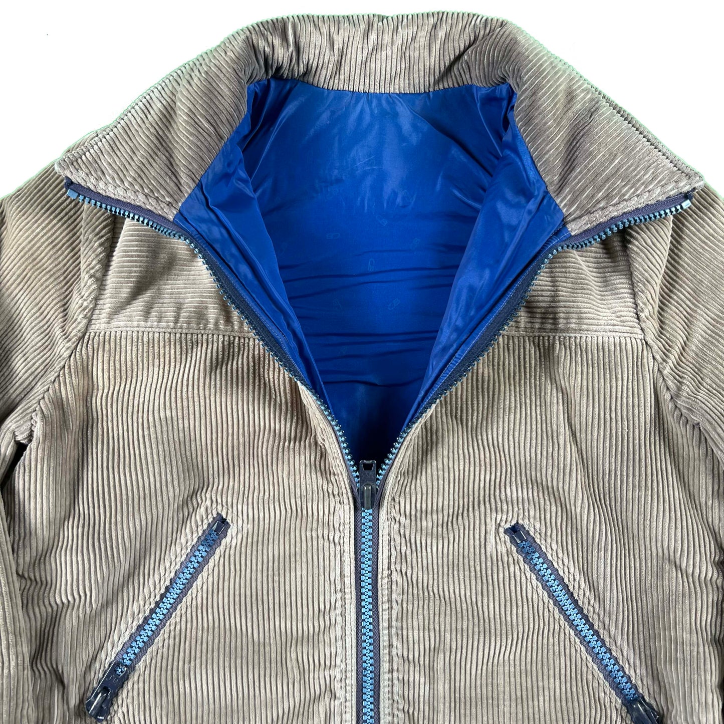 80s Sun Faded Grey Corduroy Bomber Jacket- M