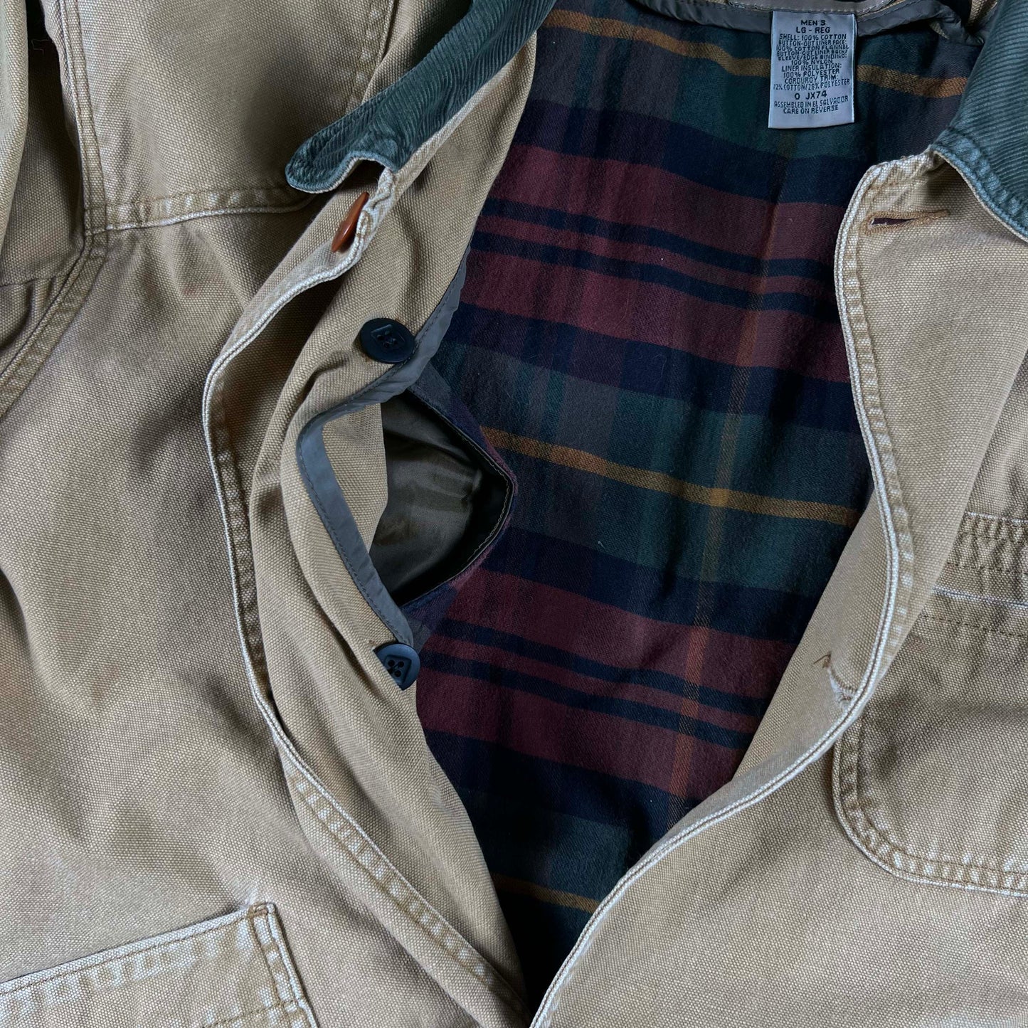 00s LL Bean Tan Canvas Barn Coat- L