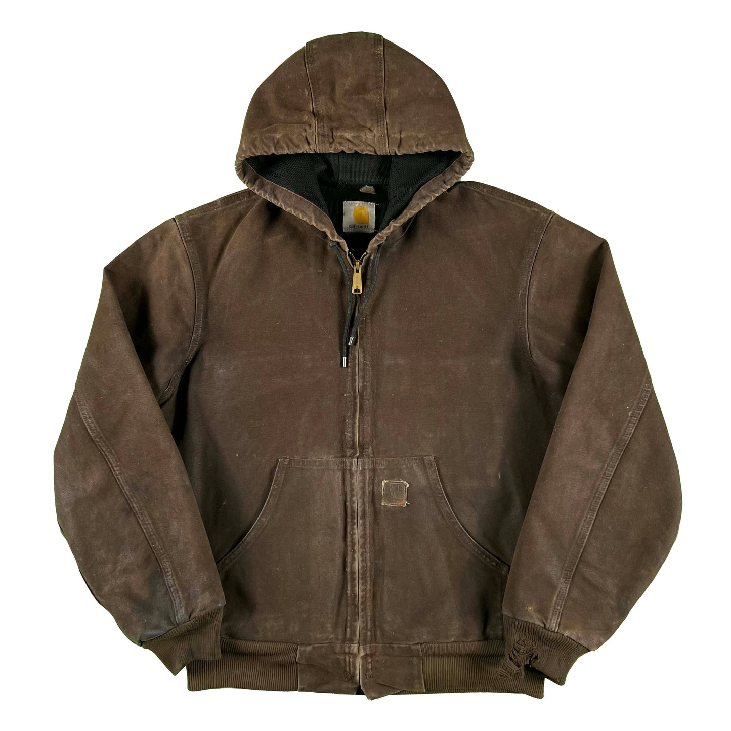 Carhartt Perfectly Worn Brown Hooded Work Jacket- M