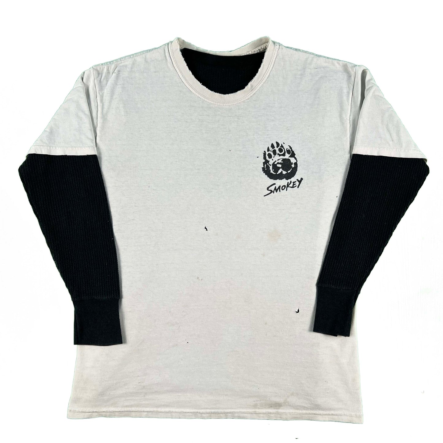 00s Smokey the Bear Tee & Black Waffle Knit Thermal- M