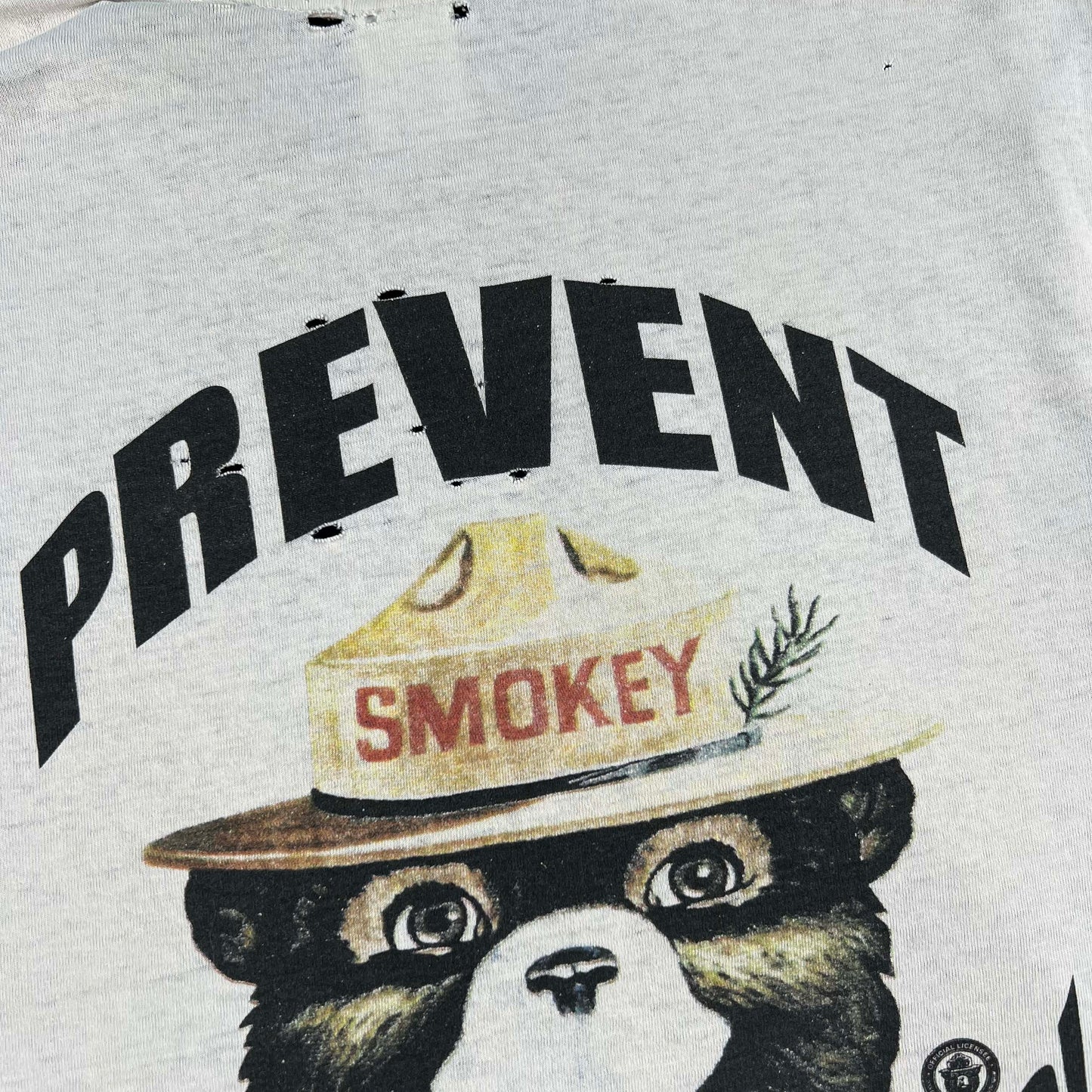 00s Smokey the Bear Tee & Black Waffle Knit Thermal- M