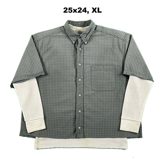 Vintage Eddie Bauer Cropped Plaid Shirt & Waffle Knit Thermals- SELECT COMBO