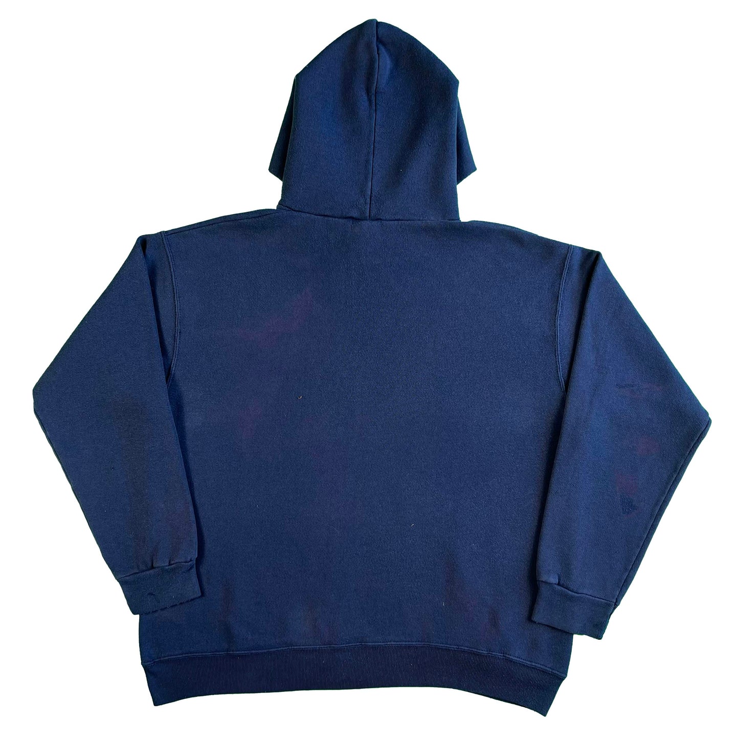 90s Faded Navy Removed Front Pocket Hoodie- L