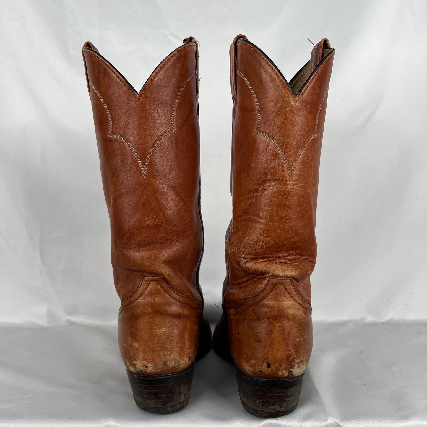 90s Patina Tan Leather Cowboy Boots- M's 9.5, W's 11