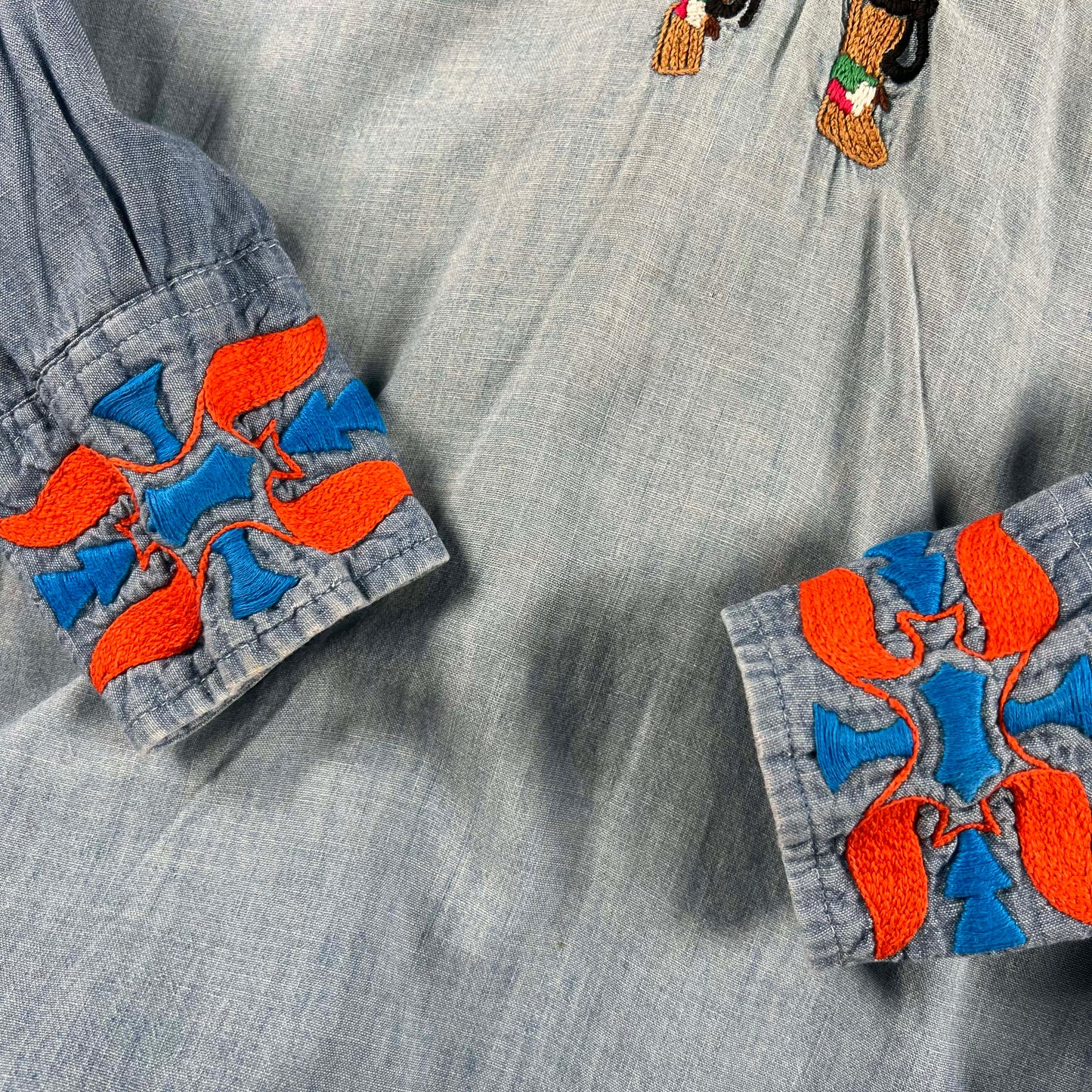 50s Lee Native Chain Stitched Pearl Snap Chambray Shirt- M